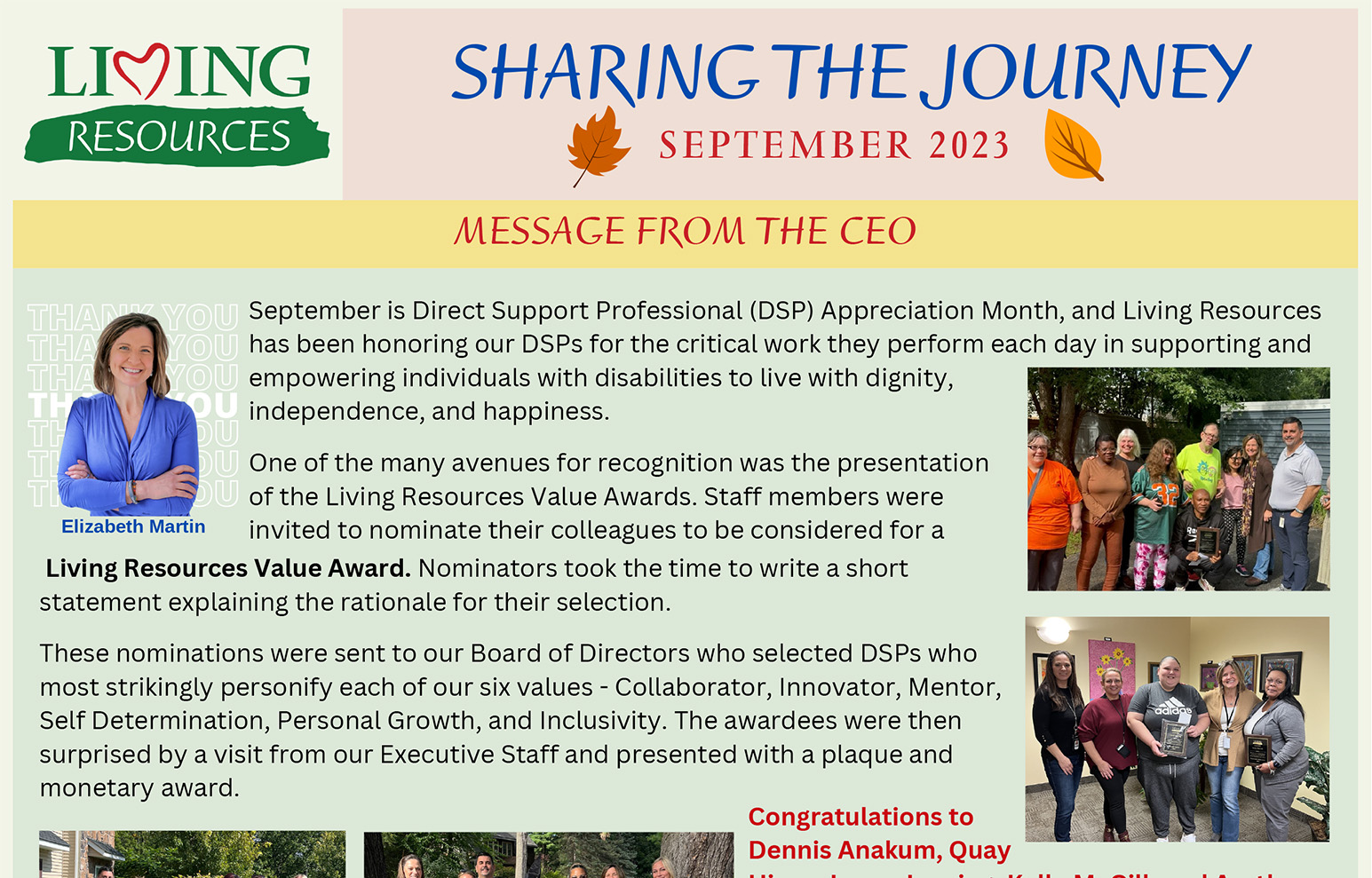 Image shows the front page of the September 2023 Sharing the Journey Newsletter