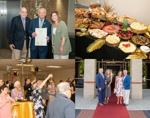 A collage of photos shows a variety of guests at the Golden Jubilee.