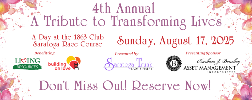 Image is an invite to the fourth annual Tribute to Transforming Lives fashion show on Sunday August 17, 2025.