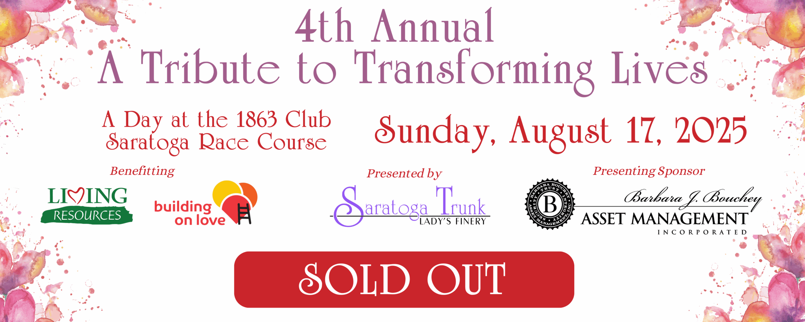 Image is an invite to the fourth annual Tribute to Transforming Lives fashion show on Sunday August 17, 2025.